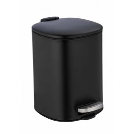 Odpadkový koš ALASSIO, s pedálem a funkcí Easy-Close, 5 L, černý, Wenko