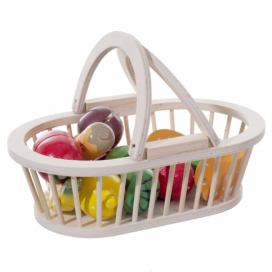 Atmosphera for kids Hračka pro děti, dětský nákupní košík s ovocem a zeleninou, dřevený, 25,5 x 16 x 9 cm,