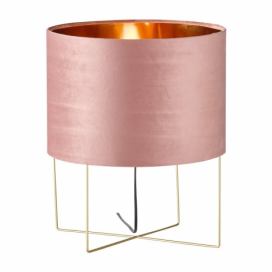Růžová stolní lampa s textilním stínidlem (výška 43 cm) Aura – Fischer & Honsel
