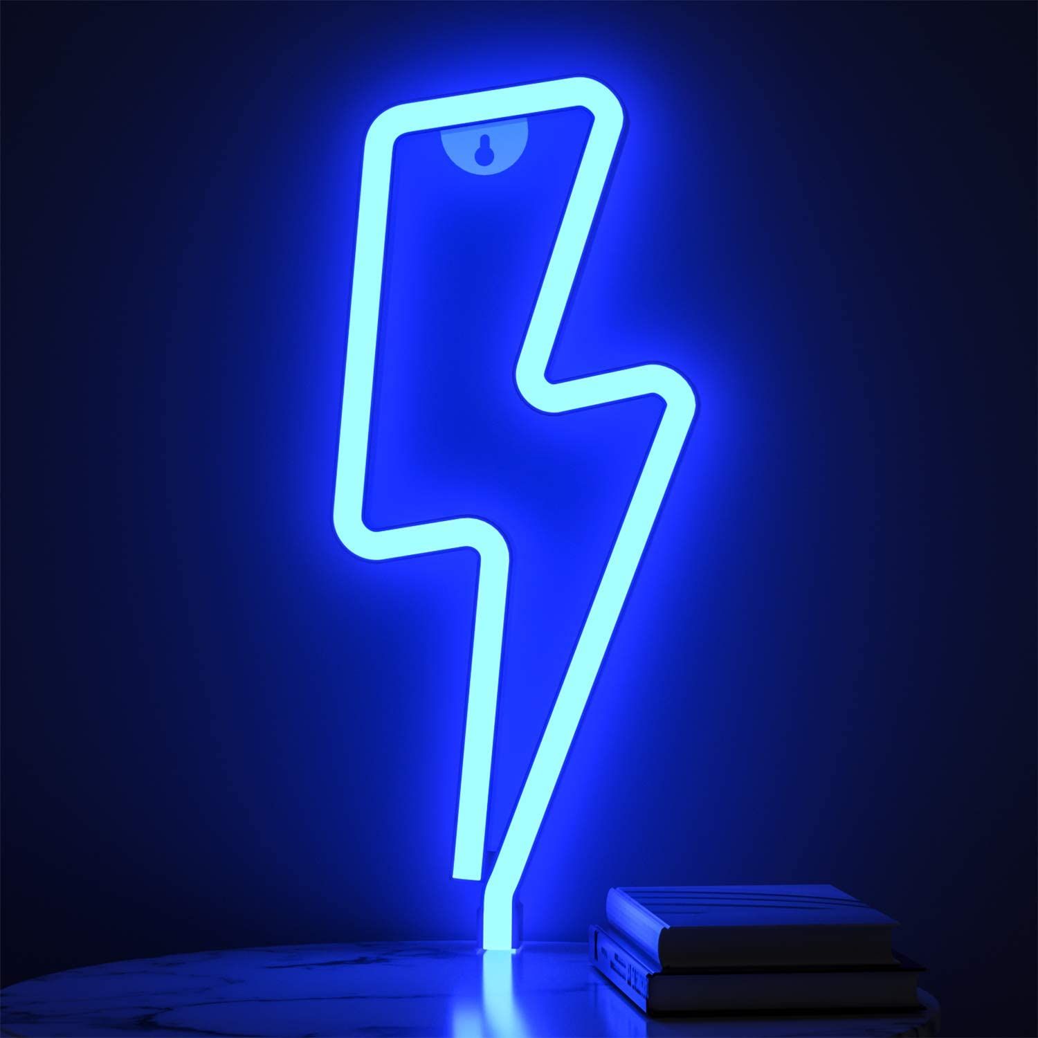 ACA DECOR Neonová lampička - Blesk, modrá barva - STERIXretro