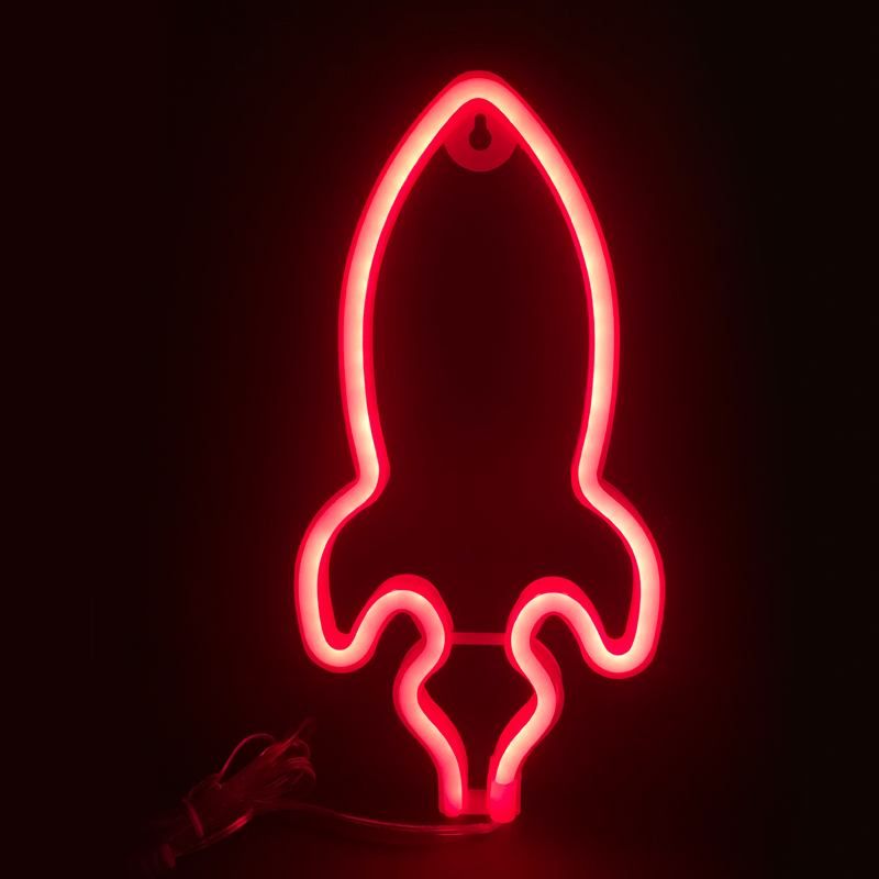 ACA DECOR Neonová lampička - Raketa, červená barva - STERIXretro