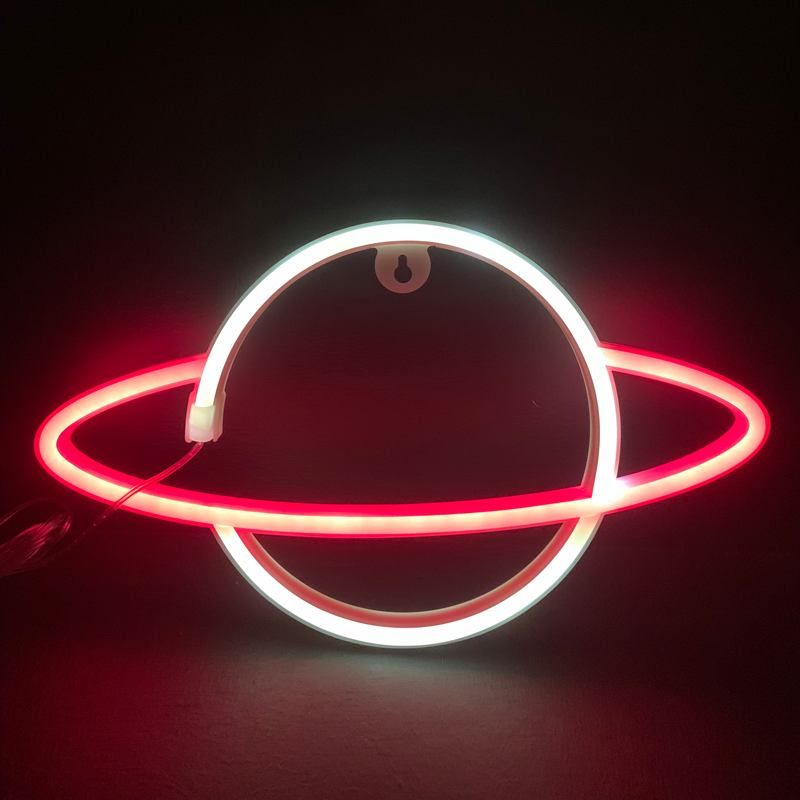 ACA DECOR Neonová lampička - Saturn, červená + bílá barva - STERIXretro
