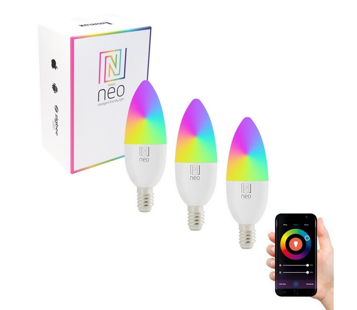  NEO SMART LED E14 6W RGB+CCT+CCT barevná a bílá, stmívatelná, WiFi, 3ks 07716C -  Svět-svítidel.cz
