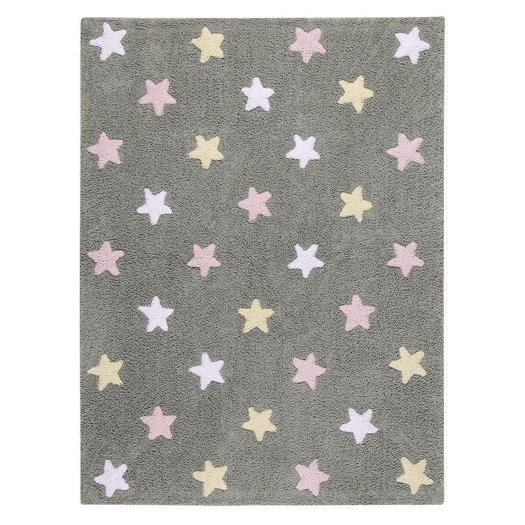 Lorena Canals Pro zvířata: Pratelný koberec Tricolor Stars bílá, žlutá, šedá, růžová 120x160 cm - M DUM.cz
