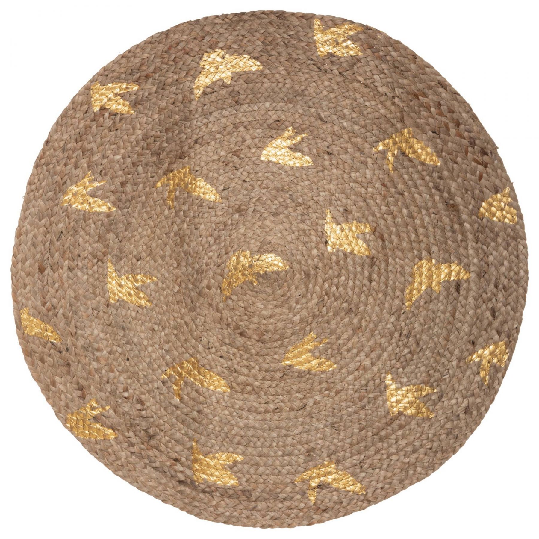 Atmosphera Kulatý jutový koberec, O 80 cm, zlatý vzor - EMAKO.CZ s.r.o.