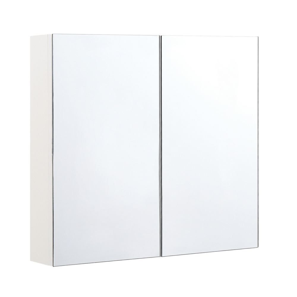 Koupelnová zrcadlová skříňka 80 x 70 cm bílo stříbrná NAVARRA - Beliani.cz