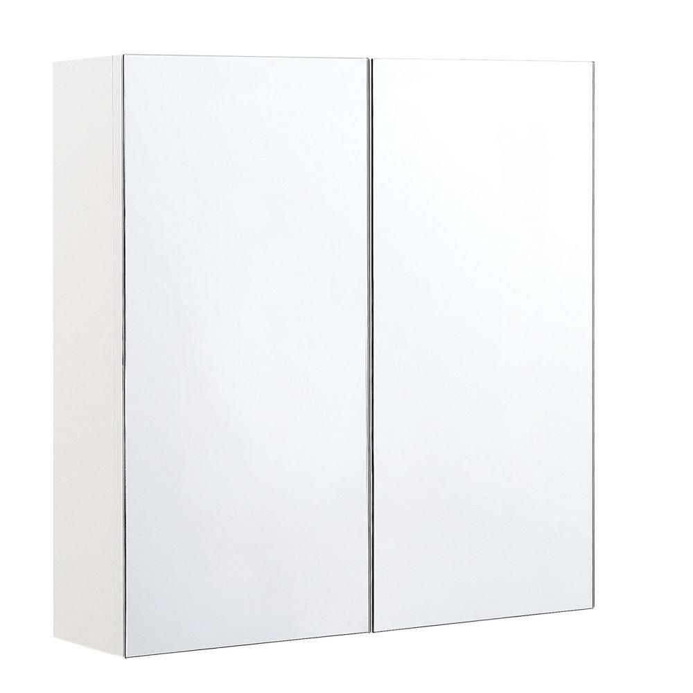 Koupelnová zrcadlová skříňka 60 x 60 cm bílo stříbrná NAVARRA - Beliani.cz