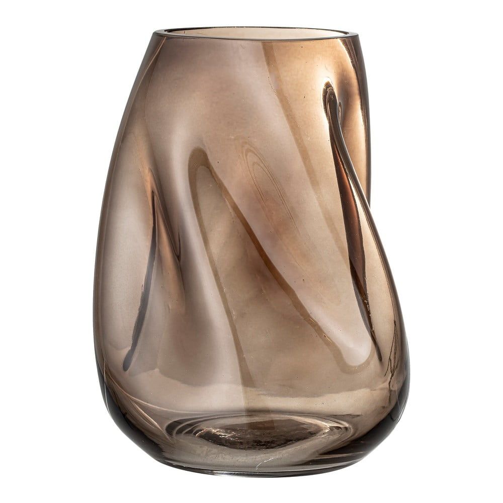 Hnědá skleněná váza Bloomingville Ingolf, výška 26 cm - Bonami.cz