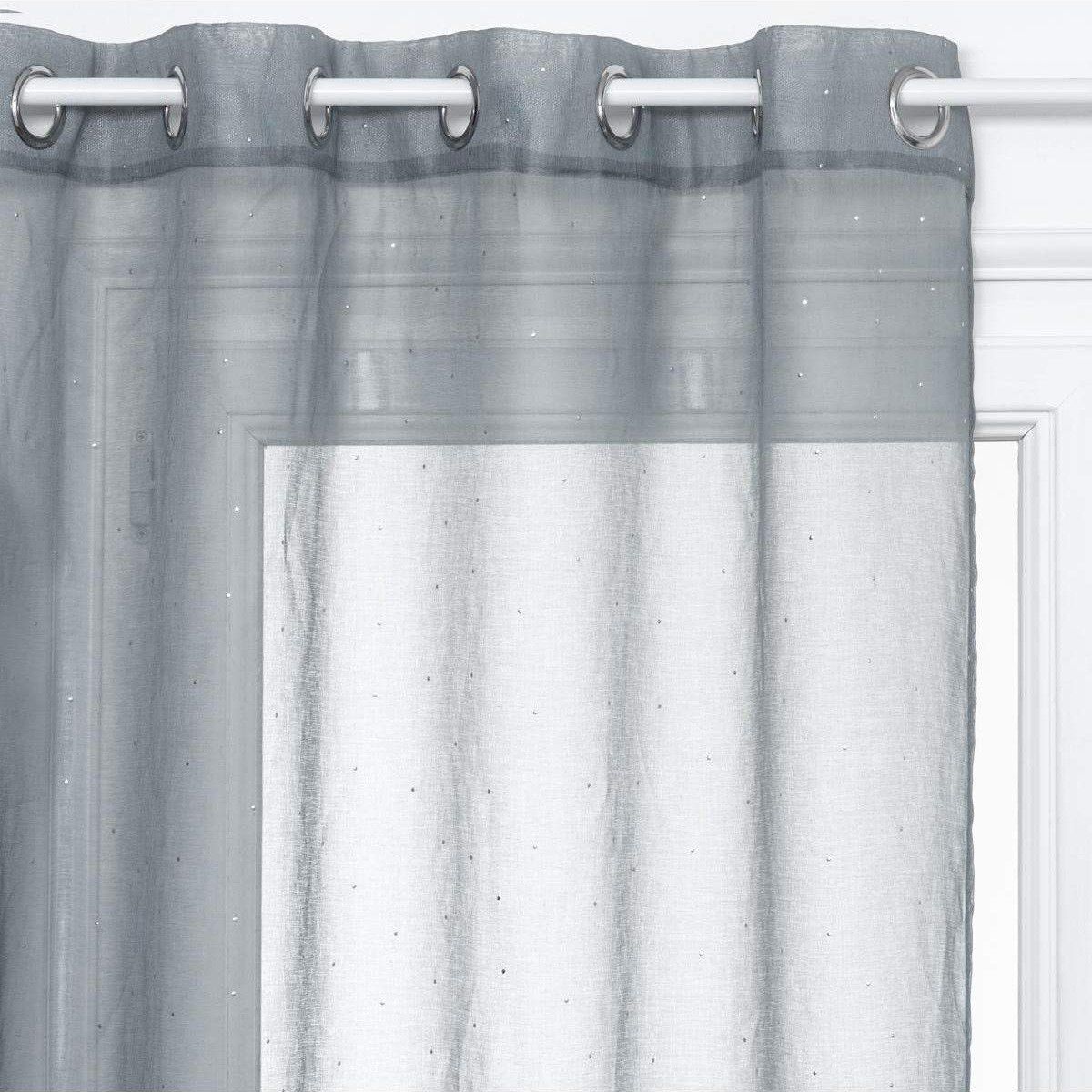 Záclona v obývacím pokoji šedá, stříbrné tečky potisk, Atmosphera, 140 x 240 cm - EMAKO.CZ s.r.o.