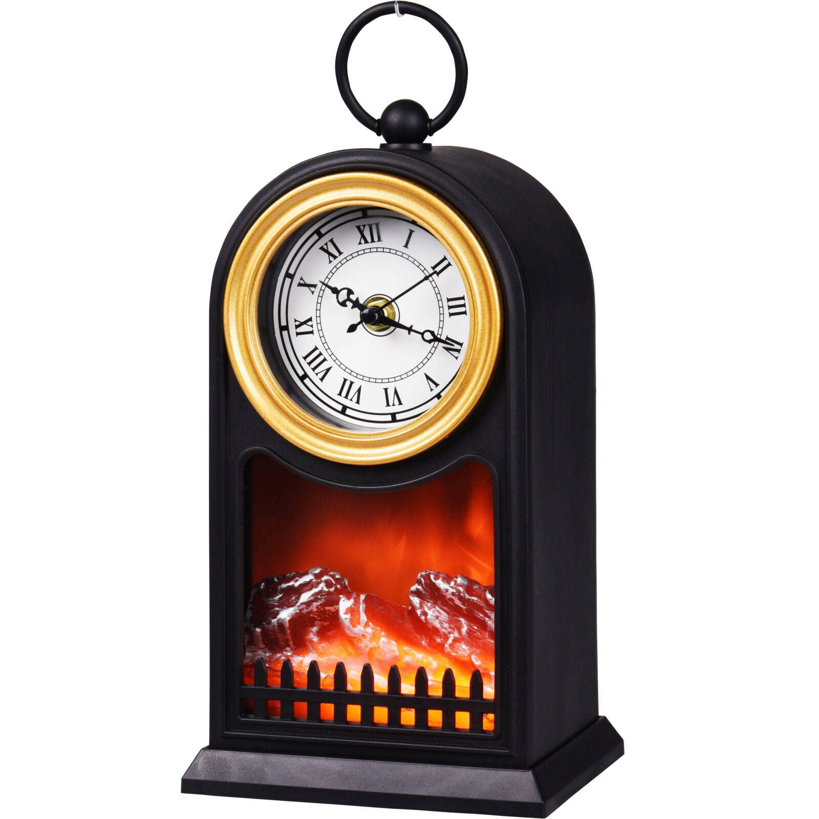 Dekorativní krb s hodinami, 26 cm, černý - EMAKO.CZ s.r.o.