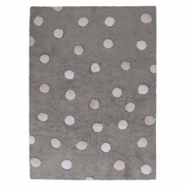 Lorena Canals Pro zvířata: Pratelný koberec Tricolor Polka Dots bílá, žlutá, šedá 120x160 cm