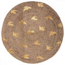 Atmosphera Kulatý jutový koberec, O 80 cm, zlatý vzor