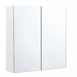 Koupelnová zrcadlová skříňka 60 x 60 cm bílo stříbrná NAVARRA Beliani.cz