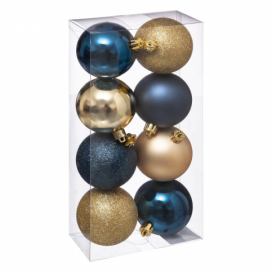 Fééric Lights and Christmas Vánoční koule, sada 8 ks, tmavě modrá a zlatá barva, O 7 cm