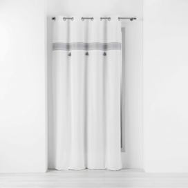 Douceur d\'intérieur Závěs s očky AMAYA 140 x 240 cm, bavlněný, se vzorem a šedými třásněmi
