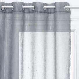 Záclona v obývacím pokoji šedá, stříbrné tečky potisk, Atmosphera, 140 x 240 cm