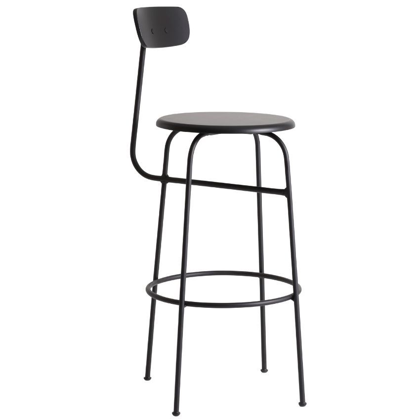 Černá lakovaná barová židle AUDO AFTEROOM 73,5 cm s kovovou podnoží - Designovynabytek.cz