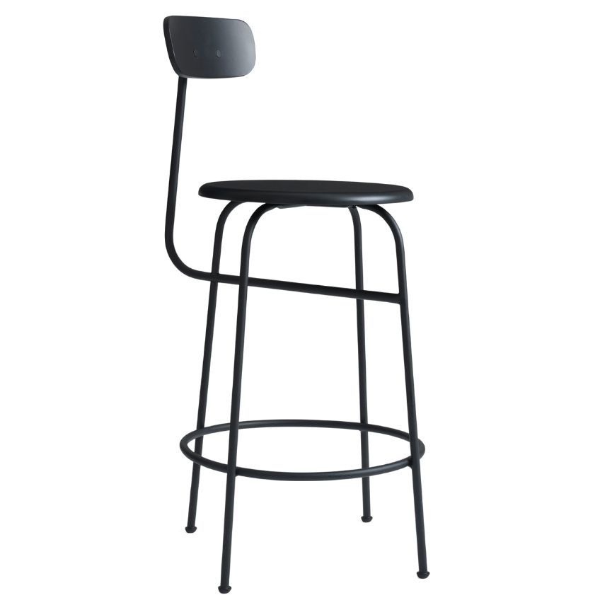Černá lakovaná barová židle AUDO AFTEROOM 63,5 cm s kovovou podnoží - Designovynabytek.cz