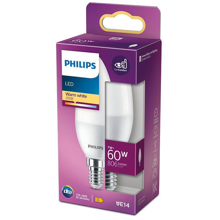 Philips svíčka, 7W, E14, teplá bílá - Svítidla FEIM
