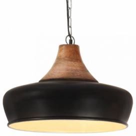 Závěsná lampa černá / mangovníkové dřevo Dekorhome 26 cm
