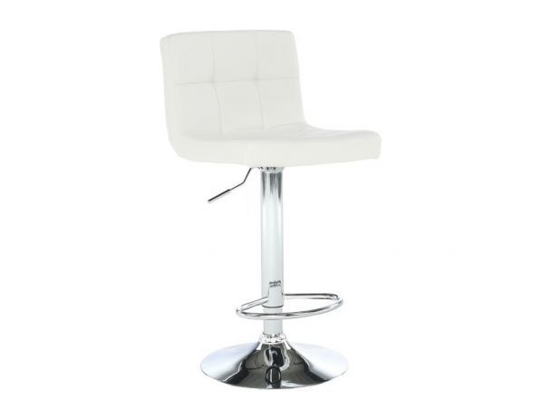 Bílá barová židle, ekokůže/ chrom, KANDY New - FORLIVING