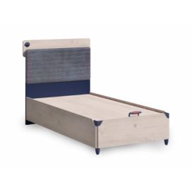 CLK Velká postel s úložným prostorem 120x200cm Lincoln-dub/tmavě modrá