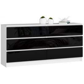 Ak furniture Komoda Rollo V 160,4 cm bílá/černá lesklá