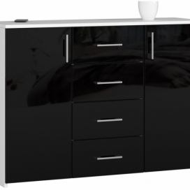 Ak furniture Komoda Torvi K 110,4 cm bílá/černá lesklá