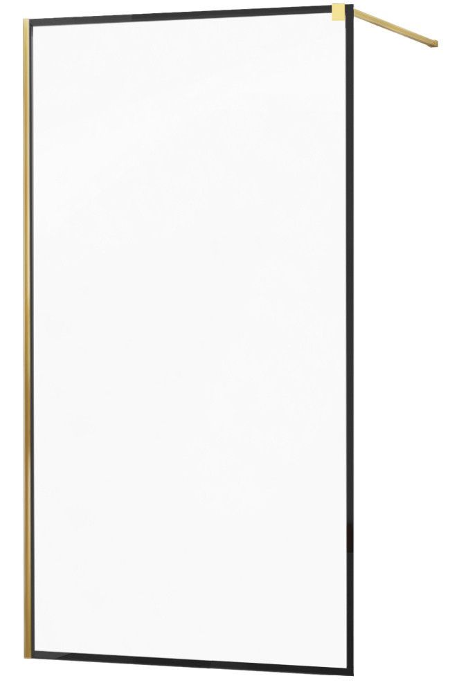 MEXEN - KIOTO Sprchová zástěna WALK-IN 90x200 cm 8 mm, zlatá, černý profil 800-090-101-50-70 - Hezká koupelna s.r.o.