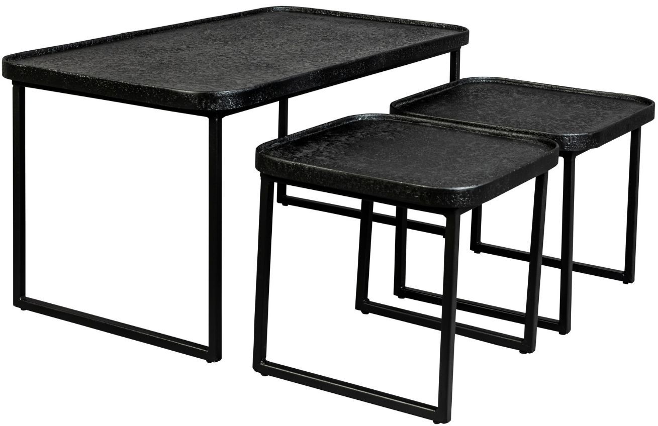 Set tří černých kovových konferenčních stolků DUTCHBONE WINSTON 80/36/36 cm - Designovynabytek.cz