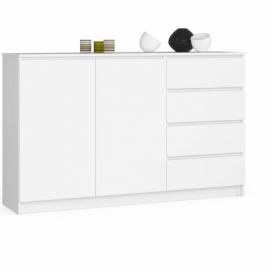 Ak furniture Komoda K013 160 cm bílá - 2 skříňky a 4 šuplíky