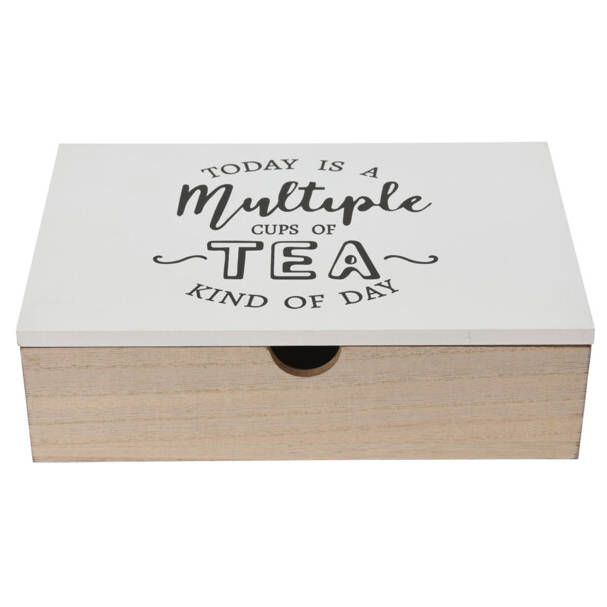 Home Styling Collection Krabička na čaj, dřevěná s nápisem, 24 x 17 x 7 cm, bílá - EMAKO.CZ s.r.o.