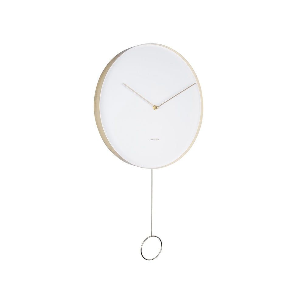 Bílé nástěnné kyvadlové hodiny Karlsson Pendulum, ø 34 cm - Bonami.cz