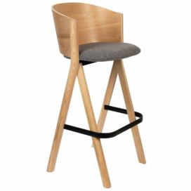 Jasanová barová židle Banne Twigs s tmavě šedým sedákem 75,5 cm