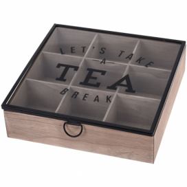 EH Excellent Houseware Dřevěná krabička na čaj, 9 přihrádek