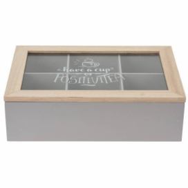 Home Styling Collection Krabička na čaj, dřevěná, 24 x 17 x 7 cm, šedá