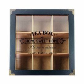 EH Excellent Houseware Krabička na čaj, MDF, 24 x 24 x 7 cm, černá
