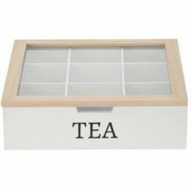 EH Excellent Houseware Krabička na čaj s nápisem TEA, MDF, 24 x 24 x 7 cm