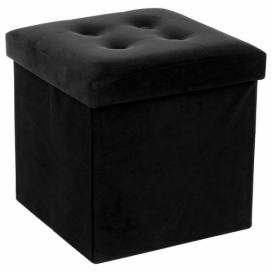 Emako Rozkládací pouf s úložným prostorem, podnožka, nádoba s víkem  2 v 1, černá