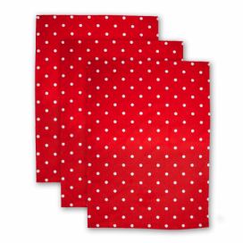 Home Elements Sada 3 ks - Utěrka 50*70 cm, červená s bílými puntíky