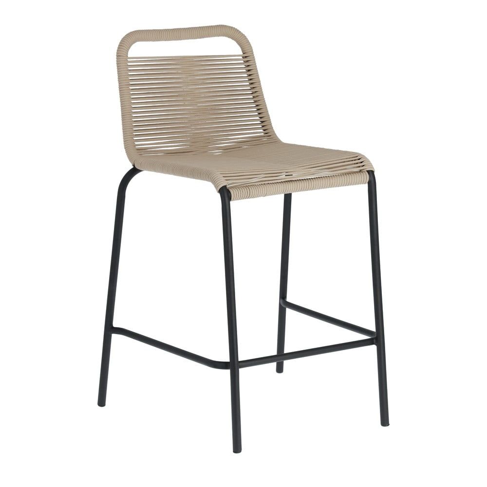 Béžová barová židle s ocelovou konstrukcí Kave Home Glenville, výška 62 cm - Bonami.cz