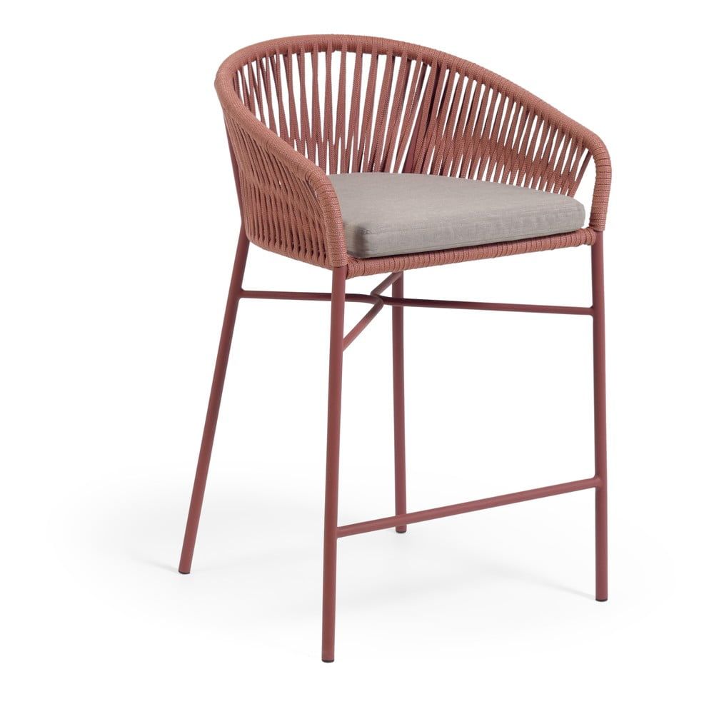 Zahradní barová židle s výpletem v barvě terakota Kave Home Yanet, výška 85 cm - Bonami.cz