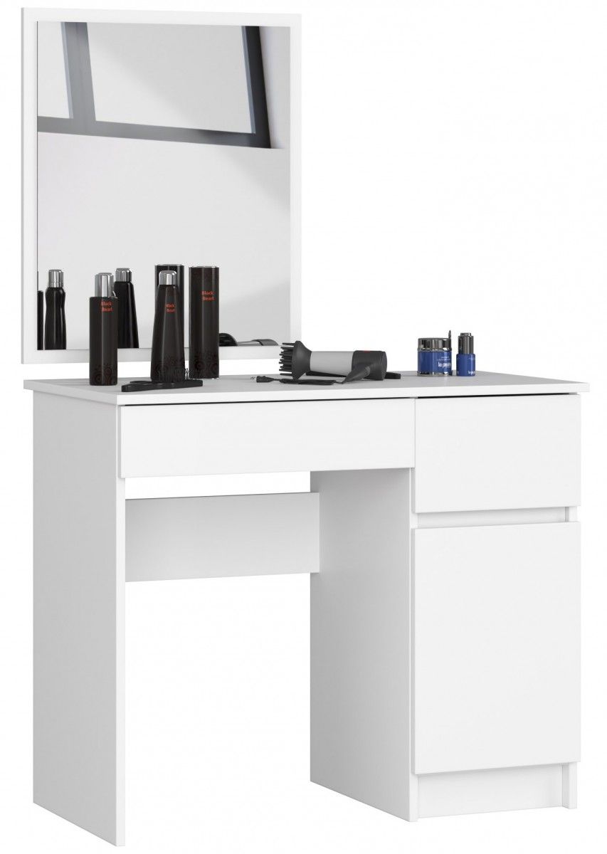 Ak furniture Kosmetický stolek se zrcadlem P-2 II 90x50 cm bílý pravý - Houseland.cz