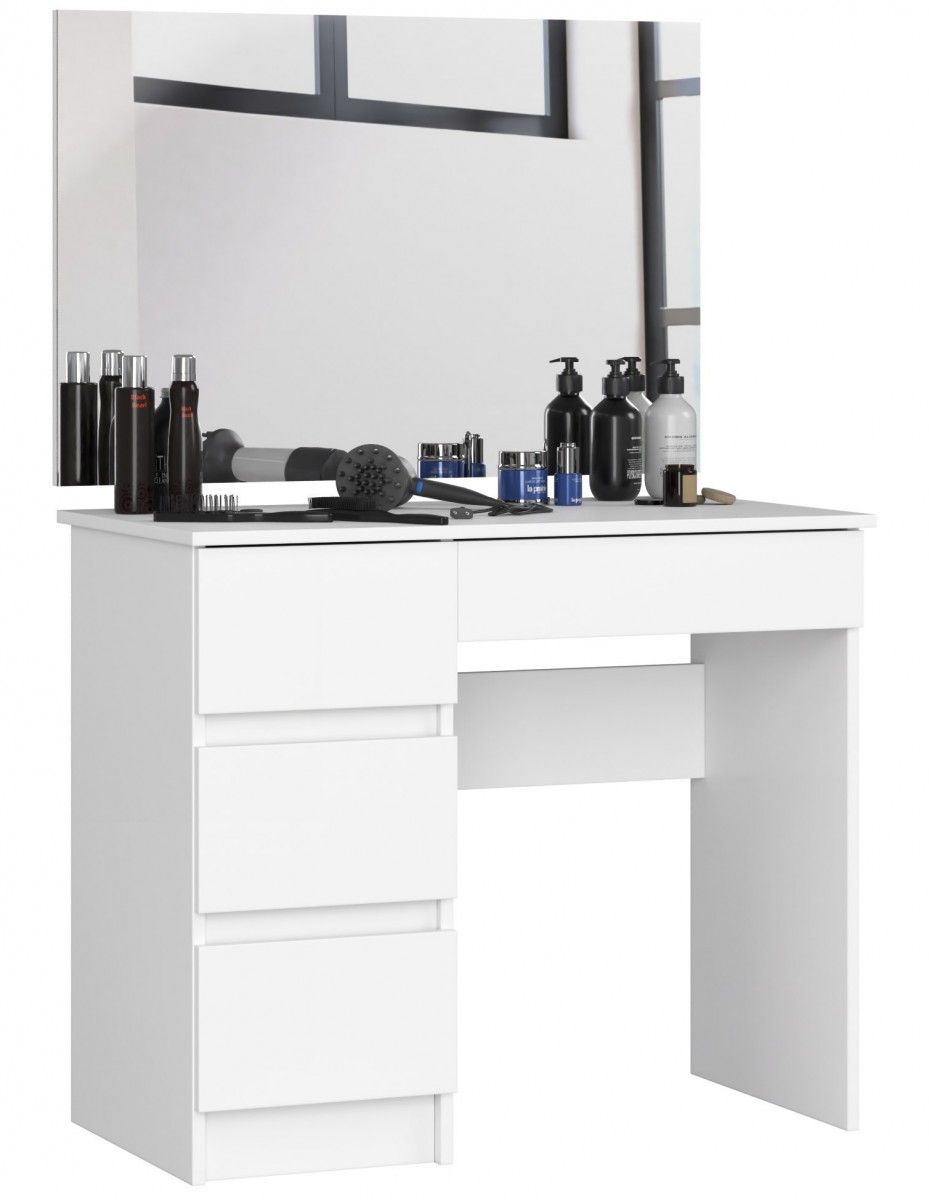 Ak furniture Kosmetický stolek se zrcadlem T-6 I 90x50 cm bílý levý - Houseland.cz