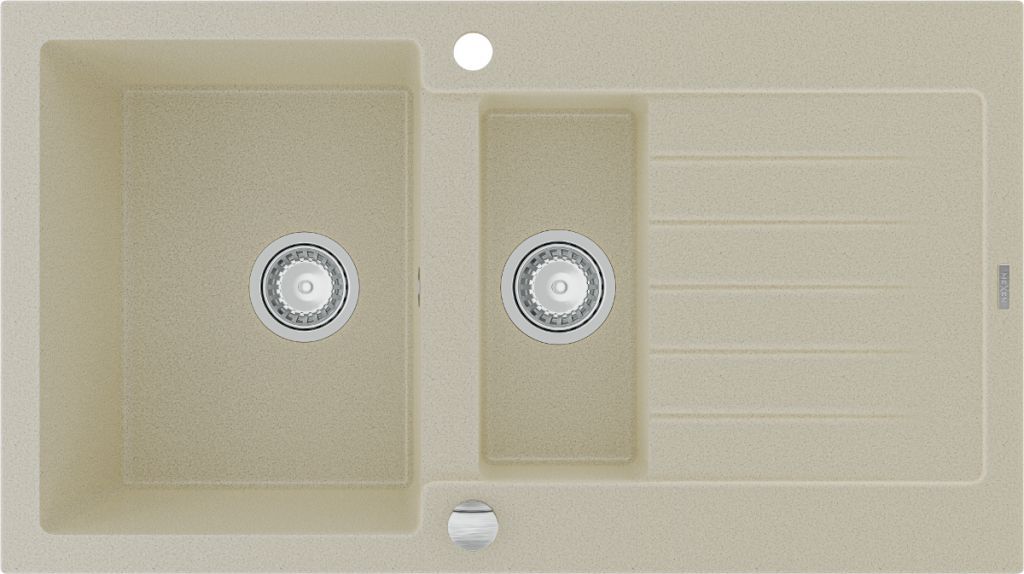 MEXEN - Matias granitový dřez s malým odkapávačem 900x505 mm, béžový 6502901505-69 - Hezká koupelna s.r.o.