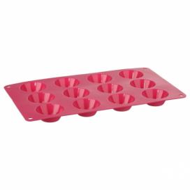5five Simply Smart Silikonová forma na pečení, 29 x 17 cm, 12 cupcakes, růžová