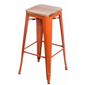 Barová židle Paris 75cm Dřevěná-Jasan oranžová 