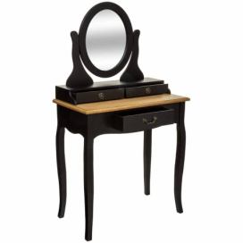 Atmosphera Toaletní stolek CHRYSA se zrcadlem, černý s hnědou deskou