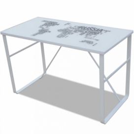 Psací stůl s potiskem kov / sklo Dekorhome Černá / bílá