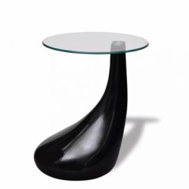 Konferenční stolek laminát / sklo Dekorhome Černá lesk